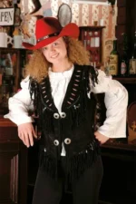 Women Western Style Suede Leather Fringe Vest Native American Fringe Waistcoat