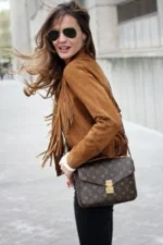 Women Native American Western Leather Jacket Suede Leather Fringe & Snap Closure - Image 2