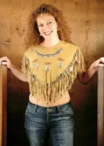 Women Western Style Real Leather Fringe Poncho Native American Costume