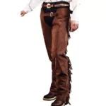 Men Native American Suede Leather Pant Rodeo Mountain Western Cowboy Chap
