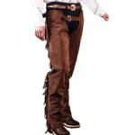 Men Native American Suede Leather Pant Rodeo Mountain Western Cowboy Chap - Image 2