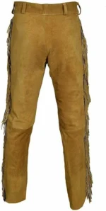 Men Native American Western Cowboy Leather Pants Suede Fringe Full Leg Beaded - Image 3