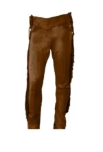 Men Native American Western Cowboy Leather Pants Suede Leg Side Fringe Brown - Image 2