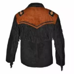 Men Western Cowboy Suede Fringe Jacket Beaded Native American Leather Jacket - Image 2