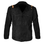 Men Western Cowboy Suede Fringe Jacket Beaded Native American Leather Jacket - Image 2
