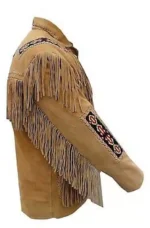 Men Western Cowboy Suede Fringe Jacket Native American Fringe Leather Jacket - Image 3
