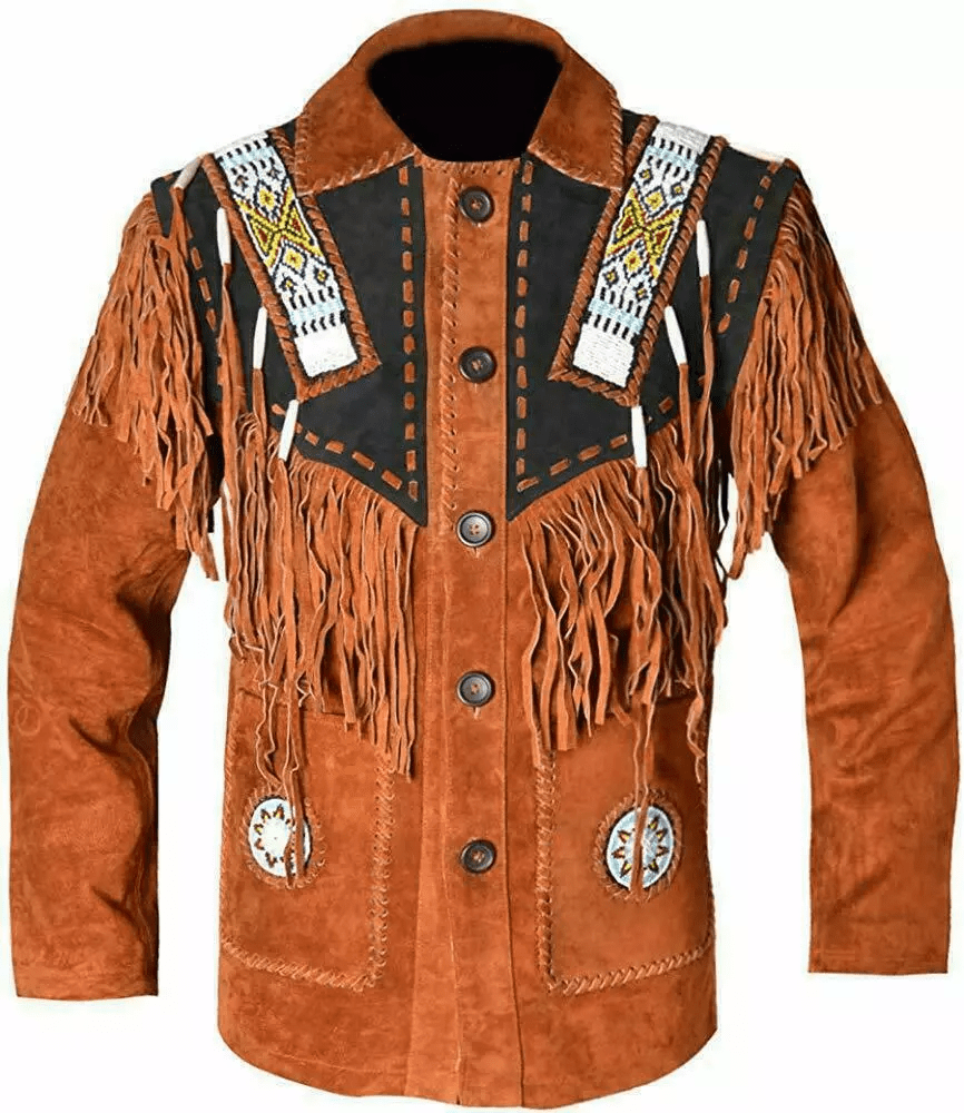 s-l1600 (1) (16) Men Western Cowboy Suede Fringe Jacket Beaded Native American Leather Jacket - Image 1