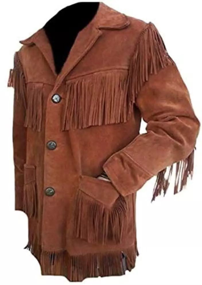 s-l1600 (1) Men Western Cowboy Suede Fringe Jacket Native American Fringe Leather Jacket - Image 1