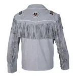 Men Western Cowboy Suede Fringe Jacket Beaded Native American Leather Jacket - Image 2