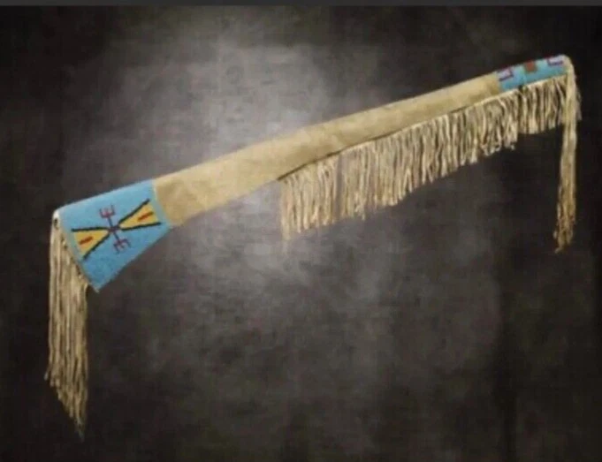 s-l1600 (1) Native Traditional Beaded Rifle Scabbard Handmade Style Suede Leather Gun Cover - Image 1
