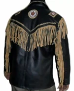 Men Western Cowboy Suede Fringe Jacket Beaded Native American Leather Jacket - Image 2