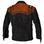 Men Western Cowboy Suede Fringe Jacket Beaded Native American Leather Jacket - Image 2