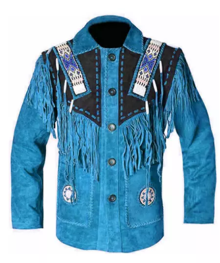 s-l1600 (10) Men Western Cowboy Suede Fringe Jacket Beaded Native American Leather Jacket - Image 1