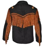 Men Western Cowboy Suede Fringe Jacket Beaded Native American Leather Jacket - Image 2
