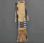 Traditional Beautiful Bead Work Plain Pipe Tabaco Bag Suede Leather Hide Bags
