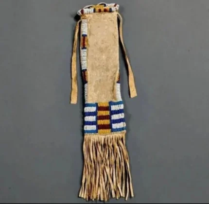 Traditional Beautiful Bead Work Plain Pipe Tabaco Bag Suede Leather Hide Bags