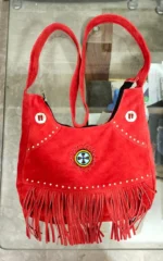 Native American Western Crossbody Handbag Suede Leather Bag Purse Fringe Beaded