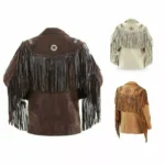 Men Western Cowboy Suede Fringe Jacket Beaded Native American Leather Jacket Opt - Image 9