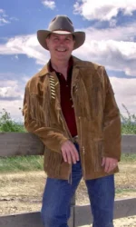 Men Western Cowboy Suede Fringe Jacket Beaded Native American Leather Jacket