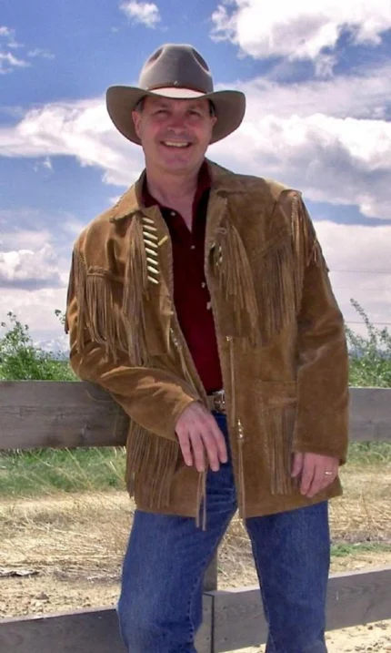 Men Western Cowboy Suede Fringe Jacket Beaded Native American Leather Jacket