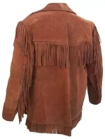 Men Western Cowboy Suede Fringe Jacket Native American Fringe Leather Jacket - Image 2