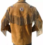 Men Western Cowboy Suede Fringe Jacket Beaded Native American Leather Jacket - Image 5