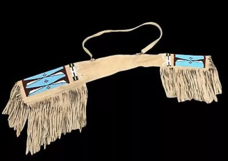 s-l1600 (2) Native American Indian Beaded Rifle Scabbard Sioux Style Suede Leather - Image 1
