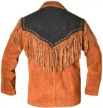 Men Western Cowboy Suede Fringe Jacket Beaded Native American Leather Jacket - Image 2