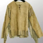 Share Men Western Cowboy Suede Fringe Shirt Native American Fringe Leather Jacket