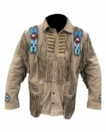 Men Western Cowboy Suede Fringe Jacket Beaded Native American Leather Jacket Opt - Image 11
