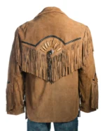 Men Western Cowboy Suede Fringe Jacket Beaded Native American Leather Jacket - Image 4