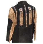 Men Western Cowboy Suede Fringe Jacket Beaded Native American Leather Jacket - Image 2