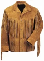 Men Western Cowboy Suede Fringe Jacket Beaded Native American Leather Jacket Opt - Image 3