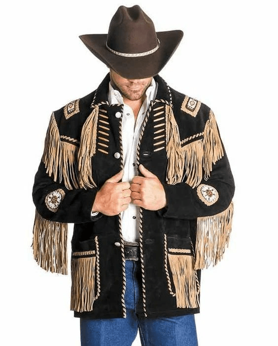 s-l1600 (6) (1) Men Western Cowboy Suede Fringe Jacket Beaded Native American Leather Jacket - Image 1