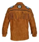 Men Western Cowboy Suede Fringe Jacket Beaded Native American Leather Jacket - Image 2
