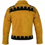 Men Western Cowboy Suede Fringe Jacket Beaded Native American Leather Jacket - Image 2