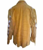 Men Western Cowboy Suede Fringe Jacket Beaded Native American Leather Jacket - Image 2