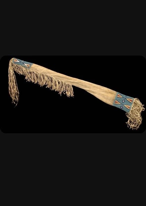 s-l1600 Native American Indian Beaded Rifle Scabbard Sioux Style Suede Leather Gun Cover - Image 1