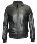 Men Bomber Style Bike Rider Real Leather Jacket - Black Real Leather