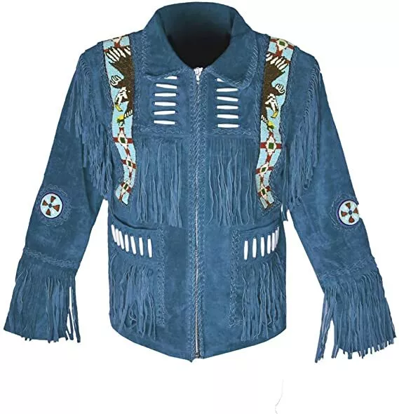 s-l1600 (8) Men Western Cowboy Suede Fringe Jacket Beaded Native American Leather Jacket - Image 1