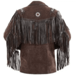 Men Western Cowboy Suede Fringe Jacket Beaded Native American Leather Jacket - Image 2