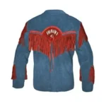 Men Western Cowboy Suede Fringe Jacket Beaded Native American Leather Jacket - Image 2
