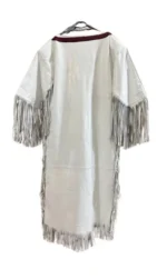 Women Native American Buckskin Leather Long Wedding Dress Pow-Wow White Dress - Image 2