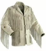 Men Western Cowboy Suede Fringe Jacket Beaded Native American Leather Jacket Opt - Image 3