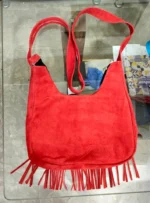 Native American Western Crossbody Handbag Suede Leather Bag Purse Fringe Beaded - Image 3