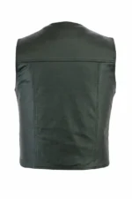Men Black Real Leather Biker Style Plain Vest Biker - Motorcycle Waistcoat - Image 2