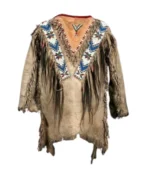 Men Traditional Wear Western Style Suede Leather Warrior Shirt Fringes & Beaded - Image 2